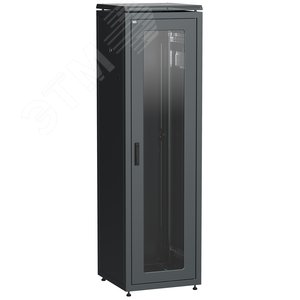 Шкаф сетевой 19дюйм LINEA N 42U 600х800 мм стеклянная передняя дверь. задняя металлическая черный