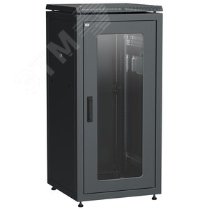 Шкаф сетевой 19дюйм LINEA N 28U 600х800 мм стеклянная передняя дверь. задняя металлическая черный
