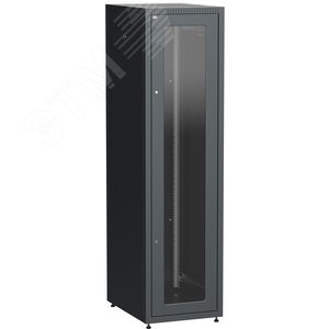 Изображение товара Шкаф LINEA E 47U 600х800мм двери 2шт стекло и металл черный (шт)