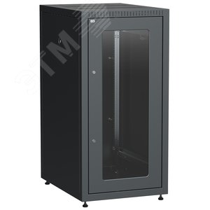 Изображение товара Шкаф LINEA E 24U 600х800мм двери 2шт стекло и металл черный (шт)