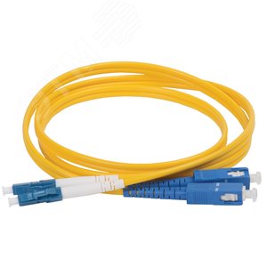 Патч-корд оптический переходной (шнур коммутационный) для одномодового кабеля (SM) 9/125 (OS2) LC/UPC-SC/UPC двойного исполнения (Duplex) LSZH 1м