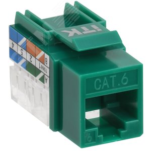 Изображение товара Модуль Keystone Jack кат.6 UTP 110 IDC 90град зелёный (шт)