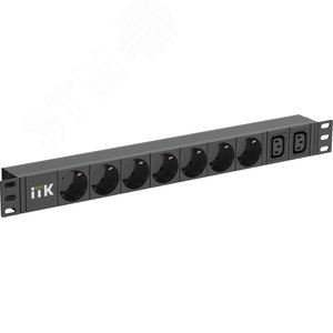 Изображение товара ITK PDU 7 розеток немецкий стандарт + 2 С13 1U кабель 2м вилка немецкий стандарт (шт)