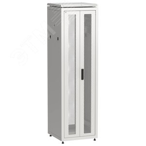 Шкаф напольный сетевой 19' LINEA N 42U 600х600мм передняя распашная перфорированная дверь задняя перфорированная серый