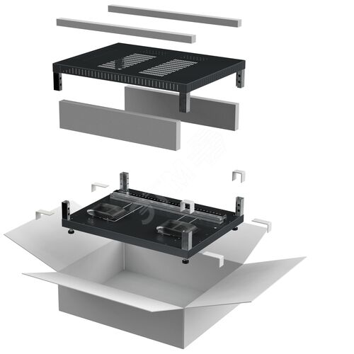 Изображение товара LINEA E Комплект основание и крыша 600х600мм для шкафа 18-47U черный (шт)
