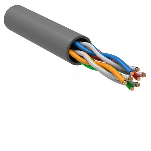 Изображение товара ITK Витая пара U/UTP кат.5E 4х2х0,52 solid LSZH нг(А)-HF серый (305м) РФ/Т (м)