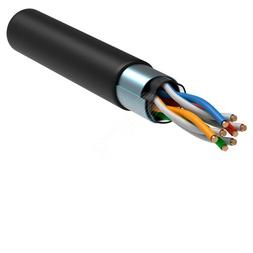 Изображение товара Витая пара F/UTP кат.5E 4х2х24AWG solid LDPE черный (305м) (м)