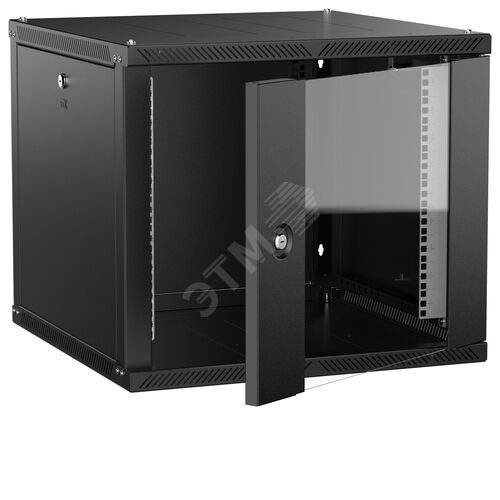 Изображение товара LINEA W Шкаф настенный 9U 600х600мм дверь стекло черный 2.0 (шт)