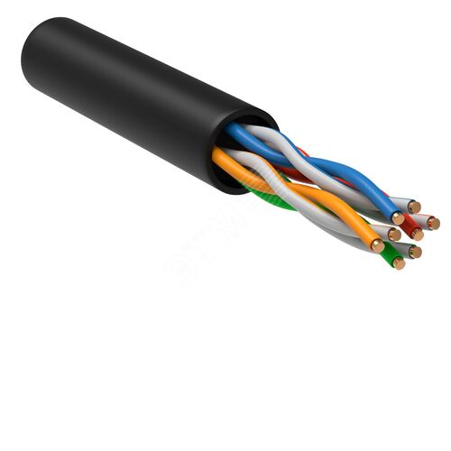Изображение товара Витая пара U/UTP кат.5E 4х2х24AWG solid LDPE 1м черный (100м/бухта) (м)