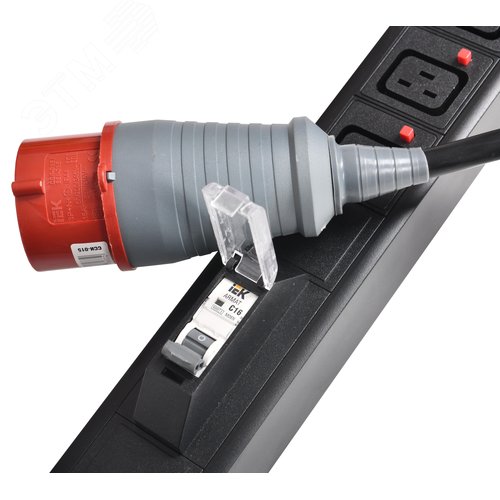 Блок распределения питания вертикальный BASE 38U 3фазы 32А 18 розеток C13 + 6 розеток C19 кабель 3м вилка IEC60309 (промышленная) - фото 4