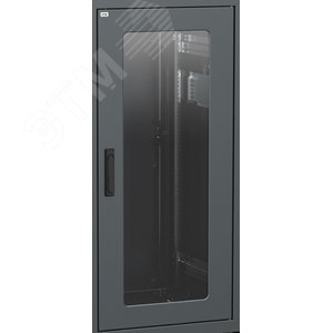 Дверь стеклянная 800мм шкафа LINEA N 18U чер.