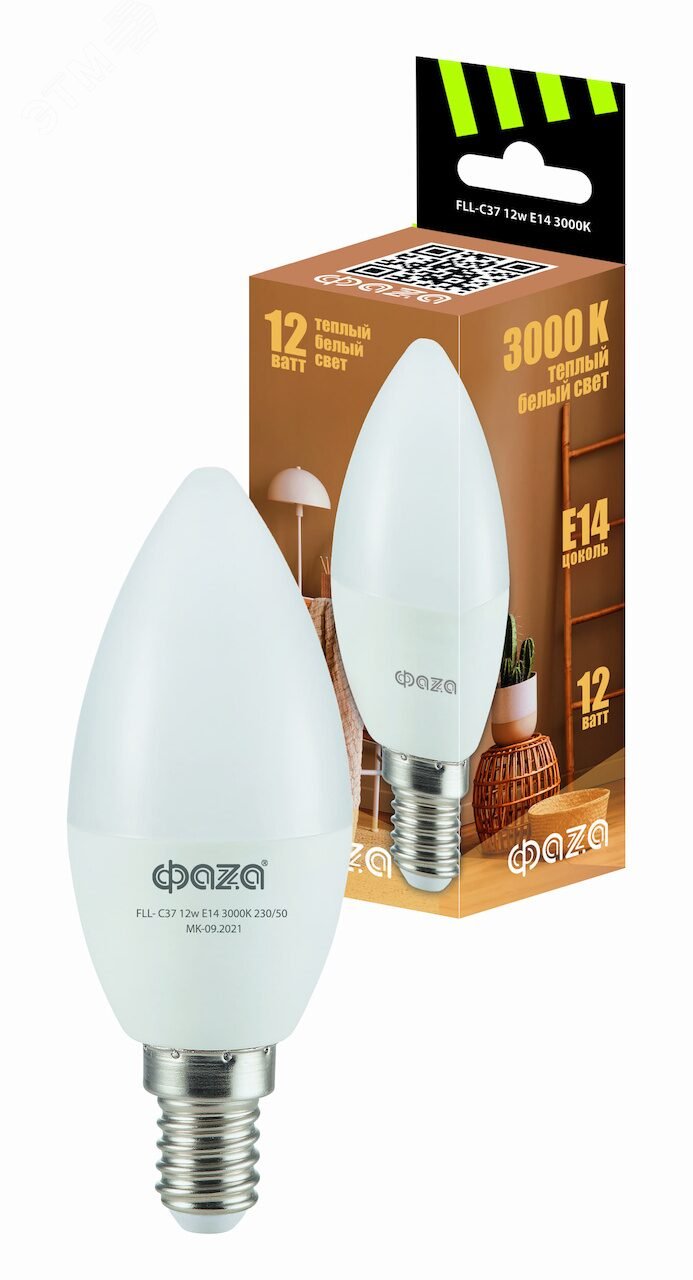 Изображение товара Светодиодная лампа FLL 12Вт E14 3000K свеча