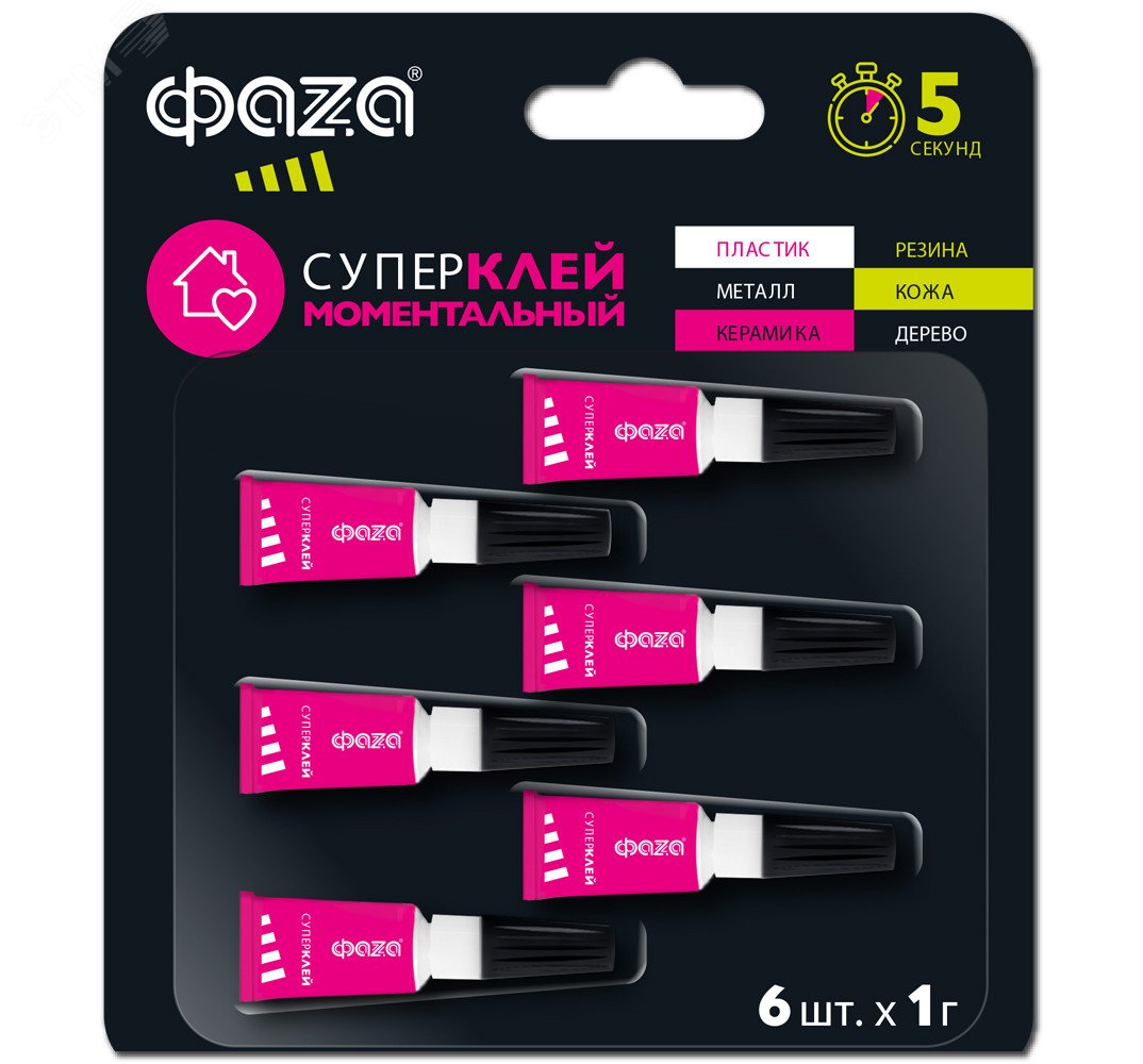 Изображение товара Супер-клей моментальный GSp- 1x 6 BL-6 1г ФАZА (шт)