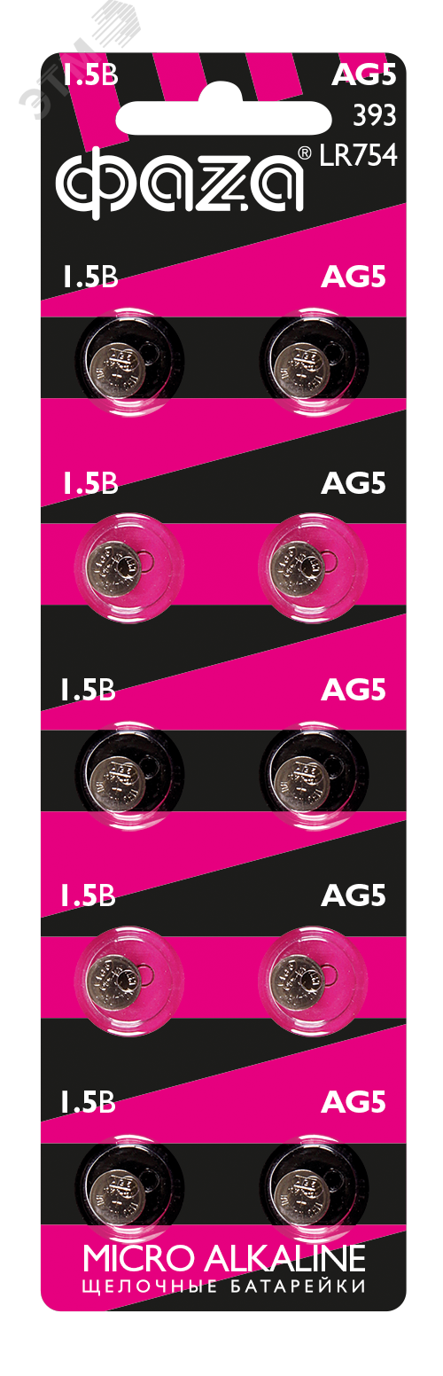 Изображение товара Элемент питания AG 5 LR 754 BL-10 (шт)