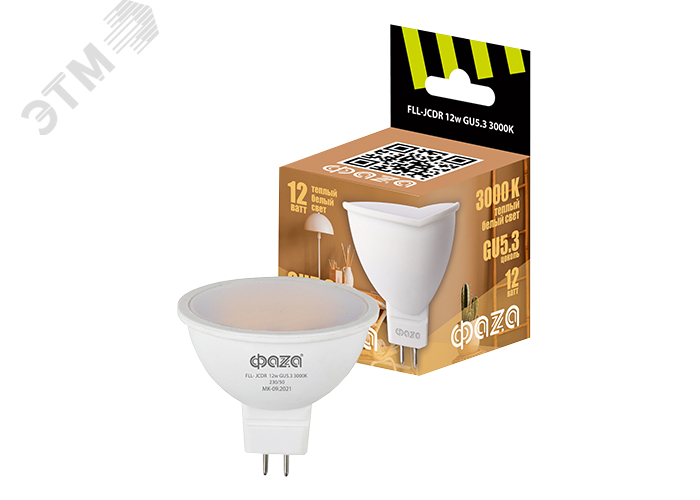 Изображение товара Светодиодная лампа 12Вт GU5.3 3000K ФАZA серия FLL