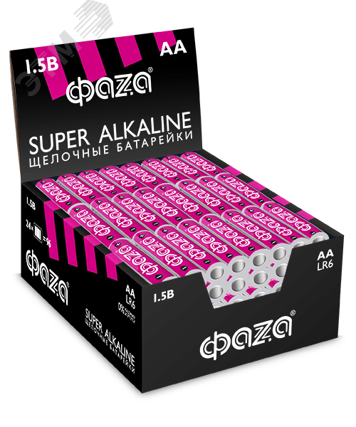 Элемент питания алкалиновый, LR 6(АА) Super Alkaline 4шт 2854643 ФАZА - превью