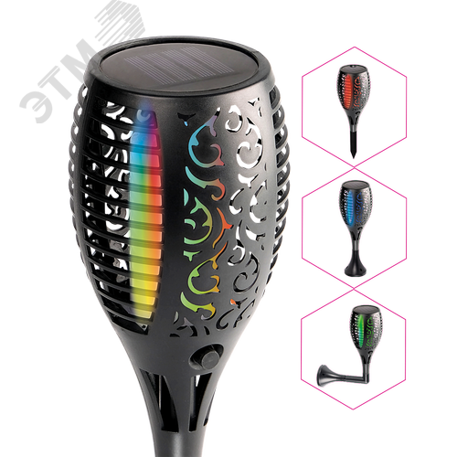 Светильник ландшафтный садово-парковый SLR-S08 RGB с солнечной батареей устанавливается в грунт IP44 - фото 2