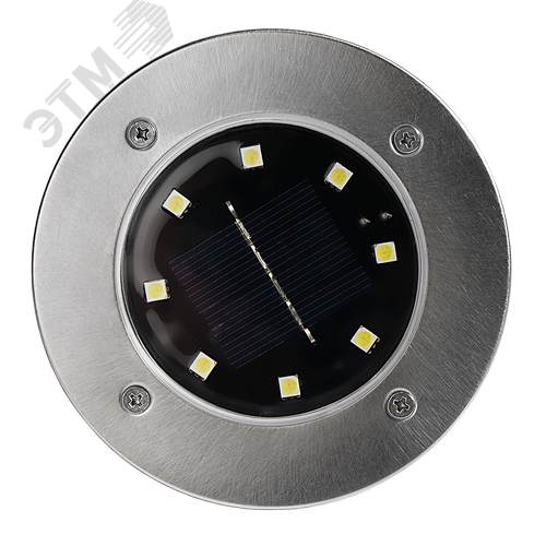 Светильник светодиодный для ландшафтного освещения садово-парковый ДВУ-0.2Вт 5000К в грунт солнечная батарей нерж. сталь компл. 4шт IP44 - фото 2