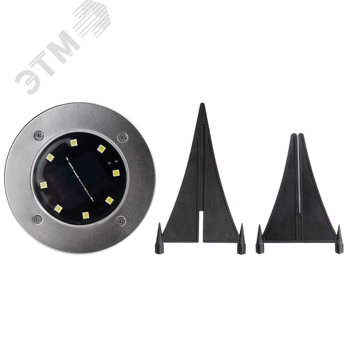 Светильник светодиодный для ландшафтного освещения садово-парковый ДВУ-0.2Вт 5000К в грунт солнечная батарей нерж. сталь компл. 4шт IP44 - фото 4