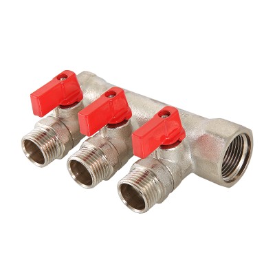 Коллектор 1'x2 выхода 1/2' НР с отсекающими кранами