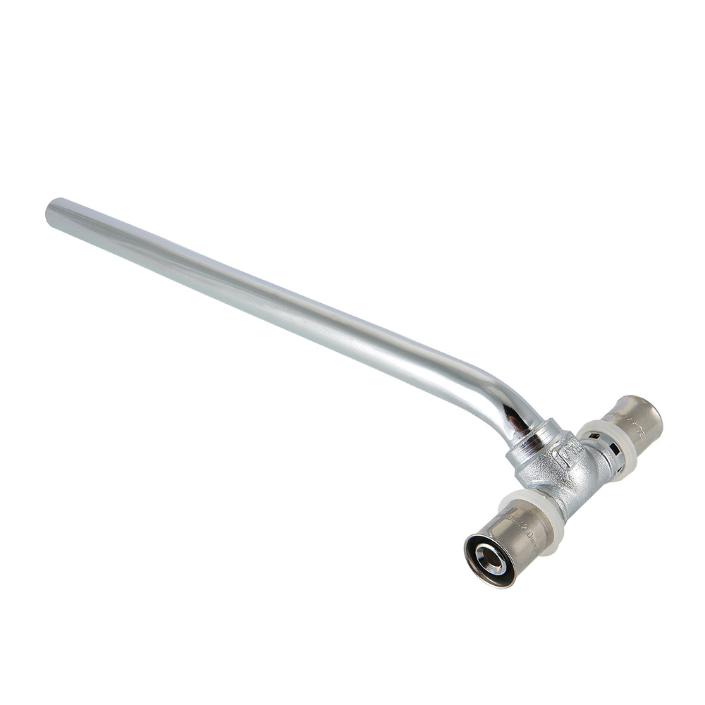 Тройник радиаторный пресс с хромированной трубкой 15 мм 20x15x16