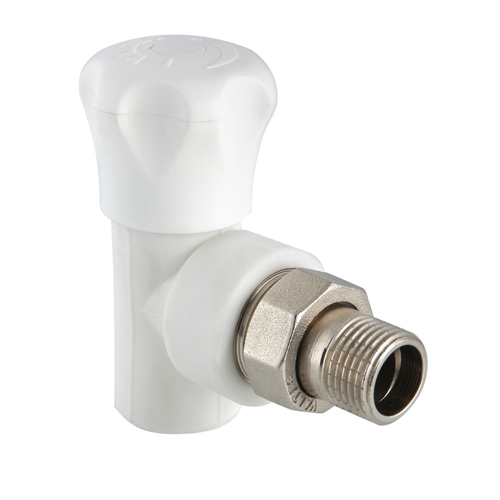 Клапан для радиатора 20x1/2' угловой полипропиленовый PPR белый