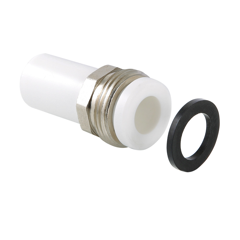 Штуцер 20x3/4' НР с накидной гайкой полипропиленовый PPR белый