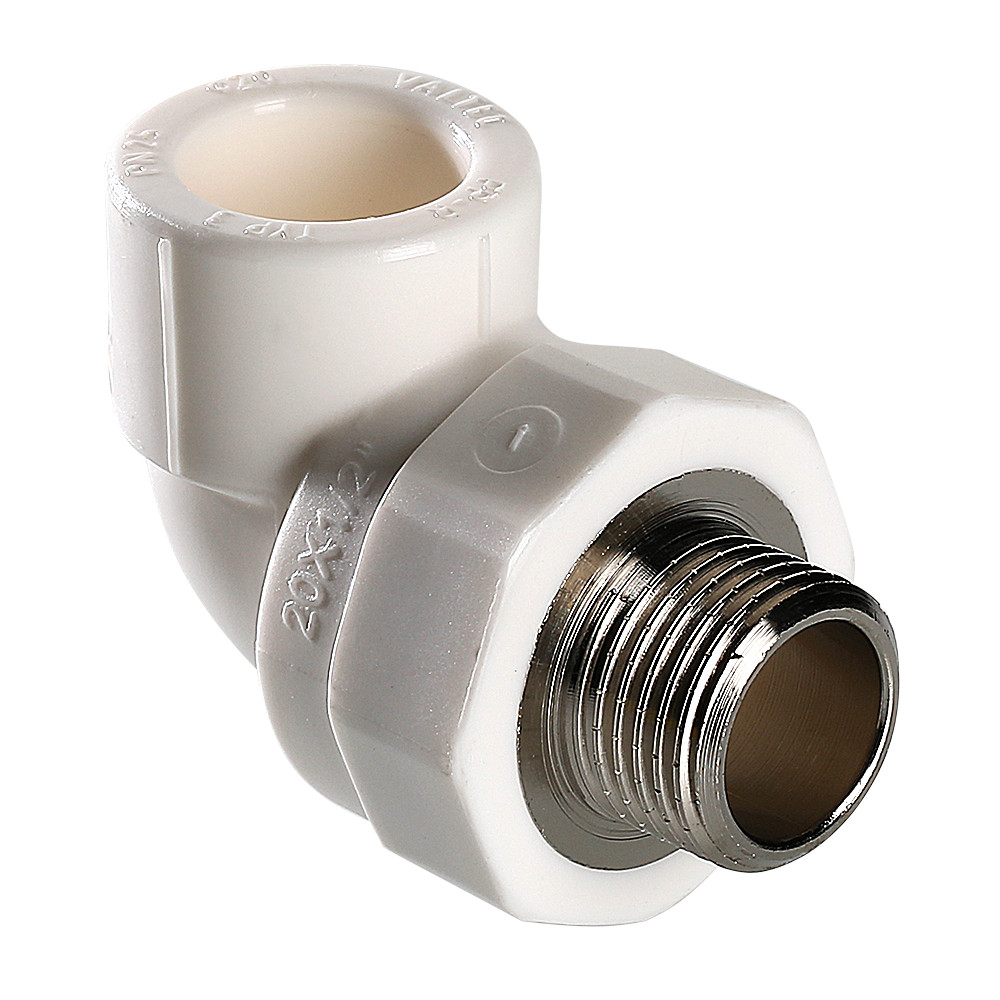 Угольник комбинированный 32x3/4' НР переходной, полипропиленовый PPR, белый