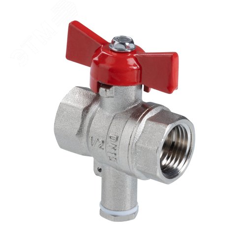 Изображение товара Кран шаровой Стандарт ГОСТ, для подключения датчика температуры, рукоятка бабочка, 1/2', вн.-вн. ( (шт)