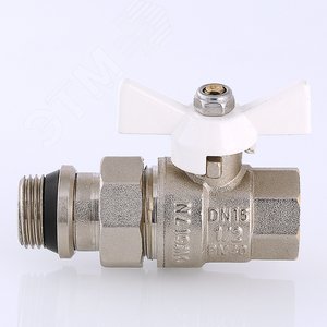 Кран шаровой со сгоном 1/2' ВН белая ручка бабочка BASE с дополнительным уплотнением - фото 4