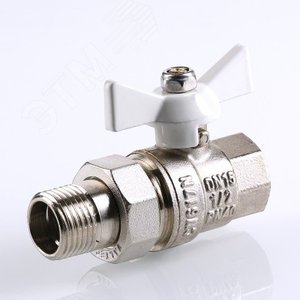 Кран шаровой со сгоном 1/2' ВН белая ручка бабочка BASE - фото 3