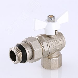 Кран шаровой угловой со сгоном 1/2' ВН белая ручка бабочка BASE с дополнительным уплотнением - фото 3