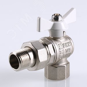 Кран шаровой угловой со сгоном 3/4' ВН белая ручка бабочка BASE - фото 3