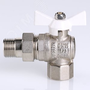 Кран шаровой угловой со сгоном 3/4' ВН белая ручка бабочка BASE - фото 4