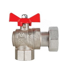 Кран шаровой угловой 1/2' ВВ с накидной гайкой ручка бабочка - фото 1