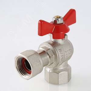 Кран шаровой угловой 1/2' ВВ с накидной гайкой ручка бабочка - фото 2