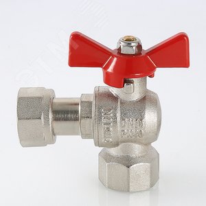 Кран шаровой угловой 1/2' ВВ с накидной гайкой ручка бабочка - фото 3