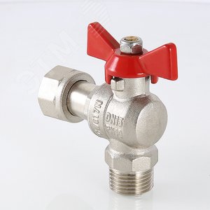 Кран шаровой угловой 3/4' ВН с накидной гайкой ручка бабочка - фото 4