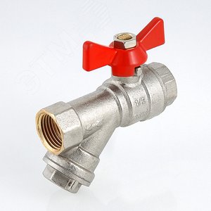 Кран шаровой 1/2' ВВ со встроенным фильтром ручка бабочка - фото 3