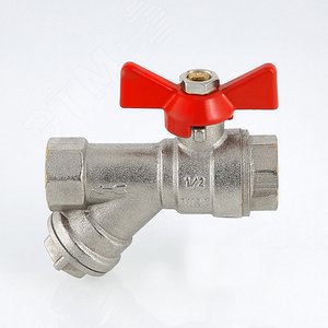 Кран шаровой 1/2' ВВ со встроенным фильтром ручка бабочка - фото 4