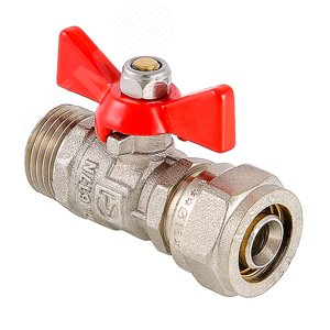 Изображение товара Кран шаровой 16х1/2' НН под обжим ручка бабочка (шт)