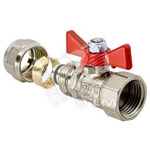 Кран шаровой 16x1/2' ВВ под обжим ручка бабочка - фото 1