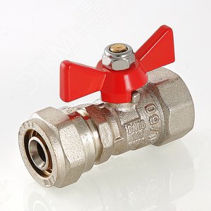 Кран шаровой 16x1/2' ВВ под обжим ручка бабочка - фото 3