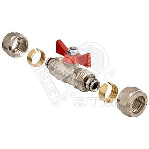 Изображение товара Кран шаровой 16 под обжим ручка бабочка (шт)