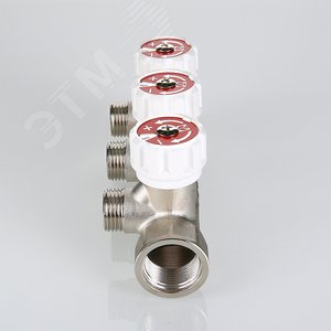 Коллектор 3/4'x2 выхода 1/2' НР с вентилями (на подающий трубопровод) - фото 2