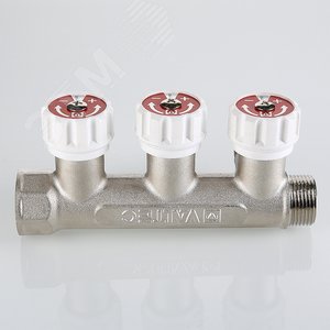 Коллектор 3/4'x2 выхода 1/2' НР с вентилями (на подающий трубопровод) - фото 4