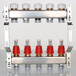 Коллекторная группа с регулирующими клапанами и расходомерами 1'x 8 выходами 3/4' евроконус - фото 4