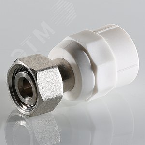 Муфта комбинированная 20x1/2' ВР накидная гайка, евроконус, полипропиленовая PPR, белая - фото 3