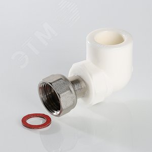 Угольник комбинированный 25x3/4' ВР с накидной гайкой, переходной, полипропиленовый PPR, белый - фото 3