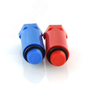 Комплект длинных полипропиленовых пробок с резьбой 1/2' (красная + синяя) - фото 2